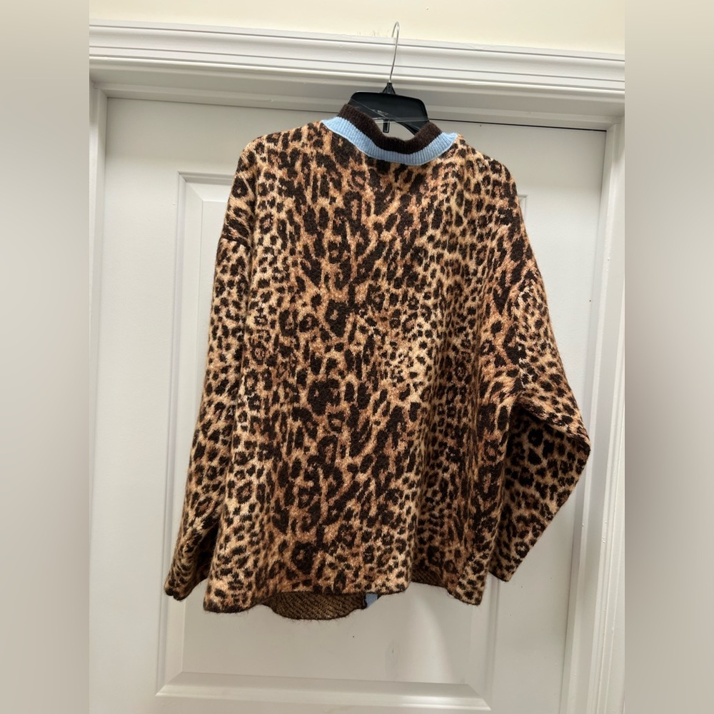 KBB by KAHLANA “The Slouchy Cardigan” Tan Leopard Size L - Picture 7 of 8